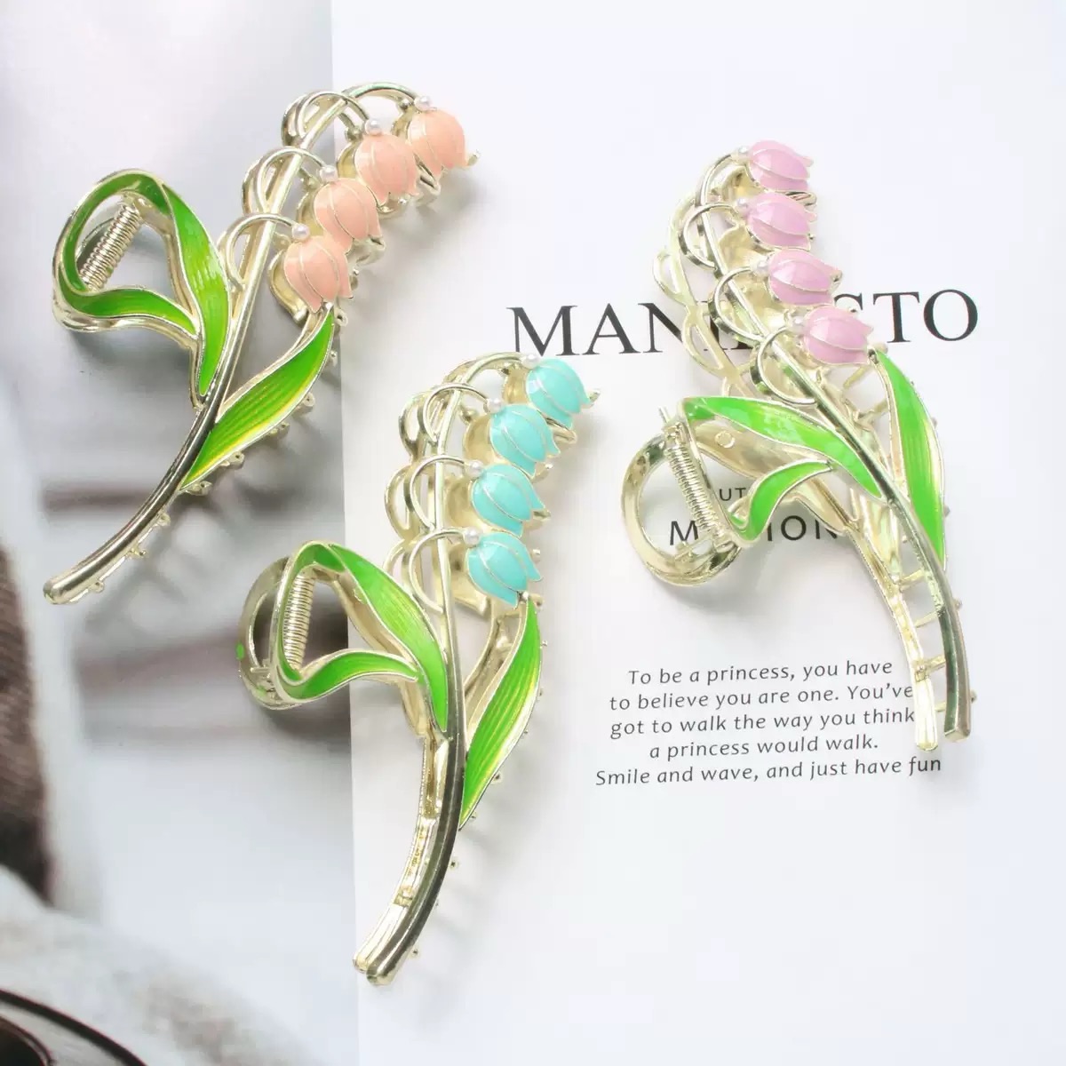 Hi Tech Accessories - Clipe de metal elegante com flor