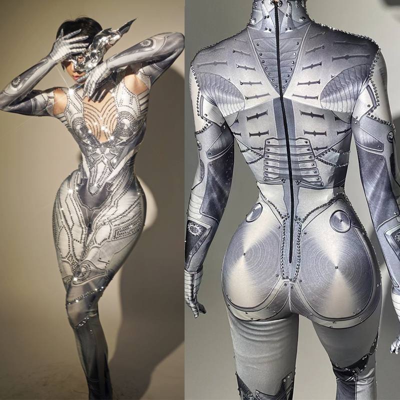Tech Queen - Mulheres Macacão Strass Stretch, Roupas de