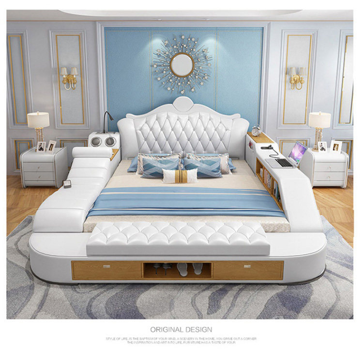 Tech Queen - Cama Plataforma Estofada Inteligente Multifuncional King/Queen,