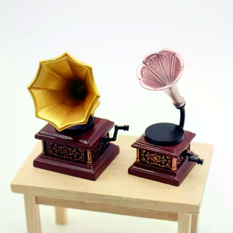 Tech Home Accessories - Casa de bonecas vintage fonógrafo miniaturas